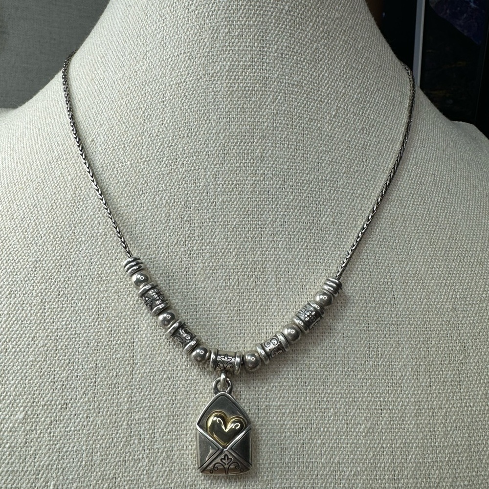 Brighton SECRET LOVE Heart In Envelope Letter Necklace Retired